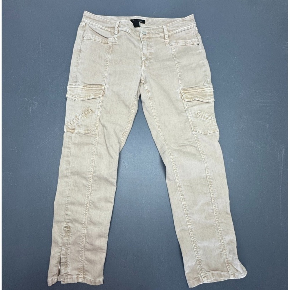 White House Black Market Blanc Pants Women's 12R Cream Beige Slim Ankle Zip